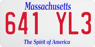 MA license plate 641YL3