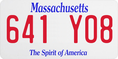 MA license plate 641YO8