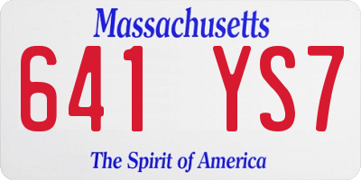 MA license plate 641YS7