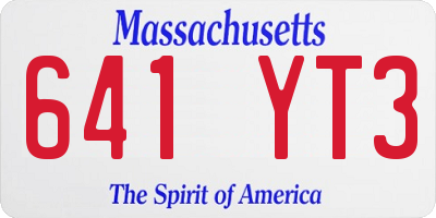 MA license plate 641YT3
