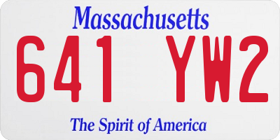 MA license plate 641YW2