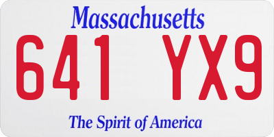 MA license plate 641YX9