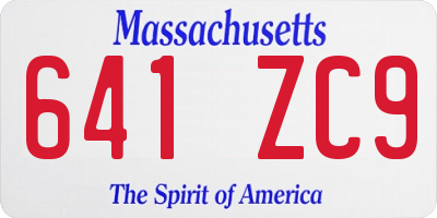 MA license plate 641ZC9