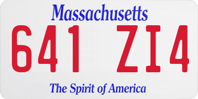 MA license plate 641ZI4