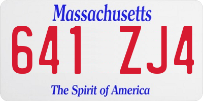 MA license plate 641ZJ4