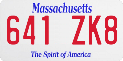 MA license plate 641ZK8