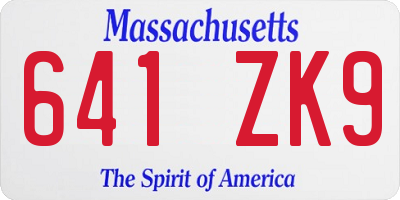MA license plate 641ZK9