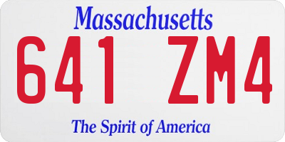 MA license plate 641ZM4