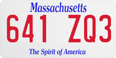 MA license plate 641ZQ3