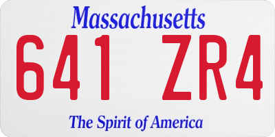 MA license plate 641ZR4