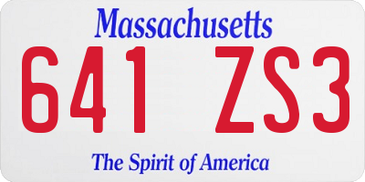 MA license plate 641ZS3