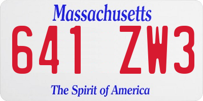 MA license plate 641ZW3