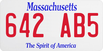 MA license plate 642AB5