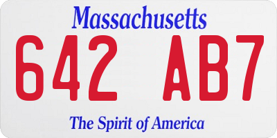 MA license plate 642AB7