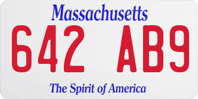 MA license plate 642AB9