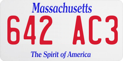 MA license plate 642AC3