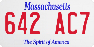 MA license plate 642AC7