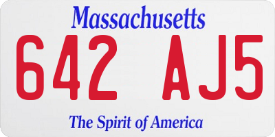 MA license plate 642AJ5