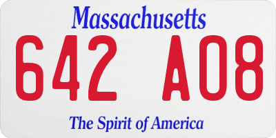 MA license plate 642AO8