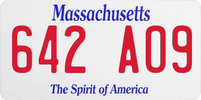 MA license plate 642AO9