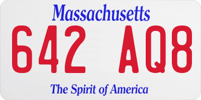 MA license plate 642AQ8