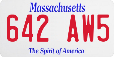 MA license plate 642AW5