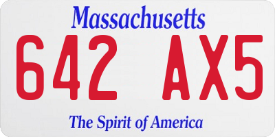 MA license plate 642AX5