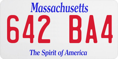 MA license plate 642BA4
