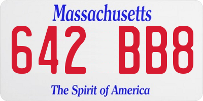 MA license plate 642BB8