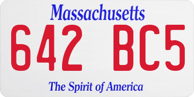 MA license plate 642BC5