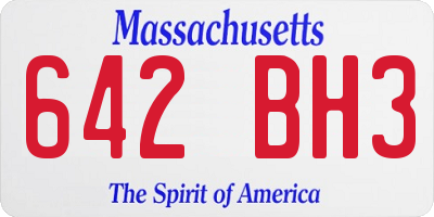MA license plate 642BH3