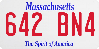 MA license plate 642BN4