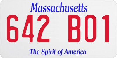MA license plate 642BO1