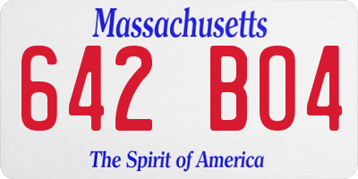 MA license plate 642BO4