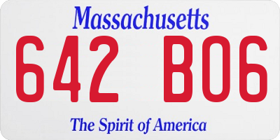 MA license plate 642BO6