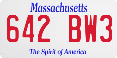 MA license plate 642BW3