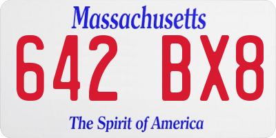 MA license plate 642BX8