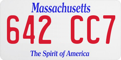 MA license plate 642CC7