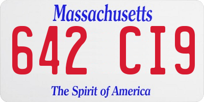 MA license plate 642CI9