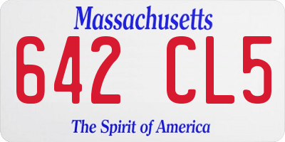 MA license plate 642CL5