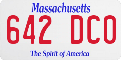 MA license plate 642DC0