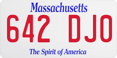 MA license plate 642DJ0