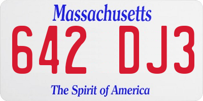 MA license plate 642DJ3