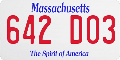 MA license plate 642DO3