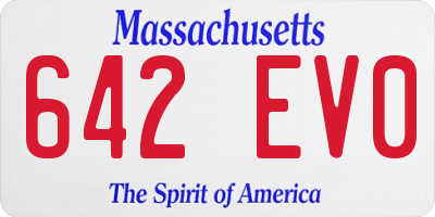 MA license plate 642EV0