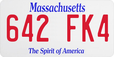 MA license plate 642FK4