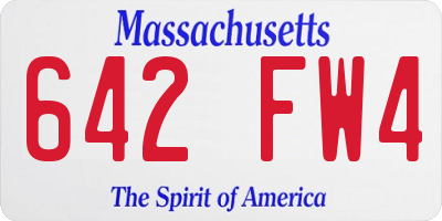 MA license plate 642FW4