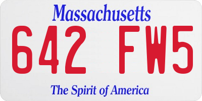 MA license plate 642FW5
