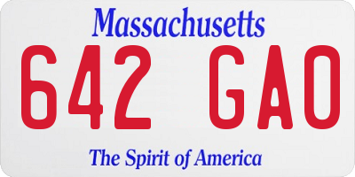 MA license plate 642GA0