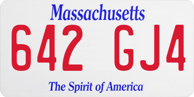 MA license plate 642GJ4